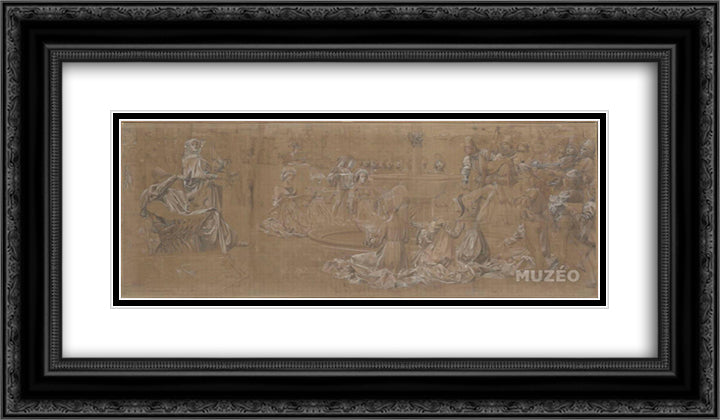 Music 24x14 Black Ornate Wood Framed Art Print Poster with Double Matting by Merson, Luc Olivier