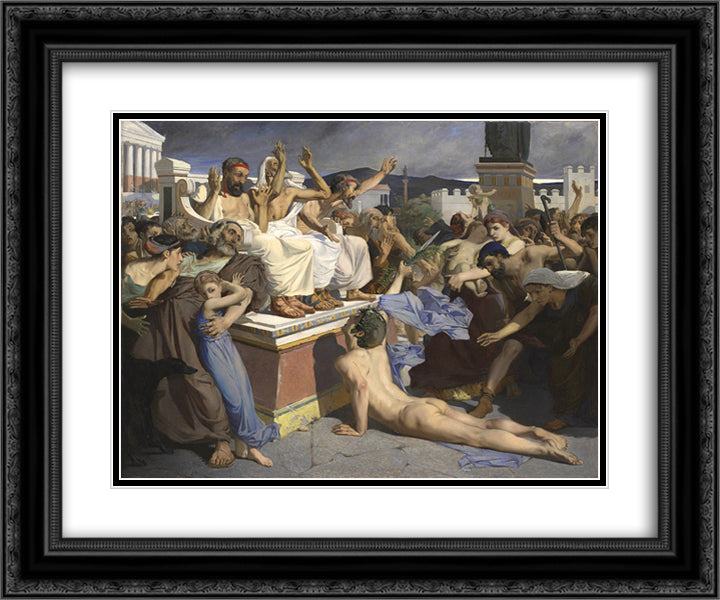 Pheidippides giving word of victory 24x20 Black Ornate Wood Framed Art Print Poster with Double Matting by Merson, Luc Olivier