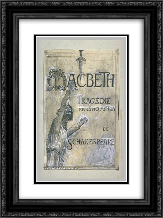 Projet de frontispice pour Macbeth 18x24 Black Ornate Wood Framed Art Print Poster with Double Matting by Merson, Luc Olivier