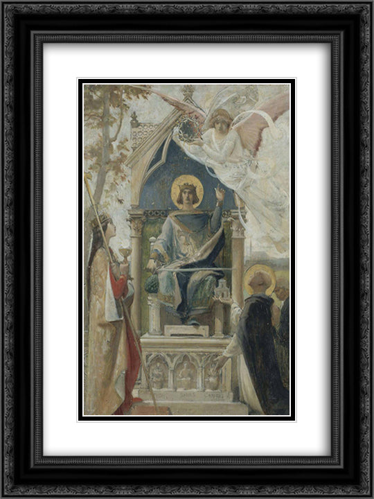 St. Louis, study for a painting done in 1888 18x24 Black Ornate Wood Framed Art Print Poster with Double Matting by Merson, Luc Olivier