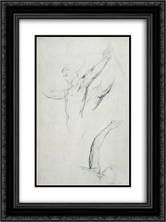 Study for Christ 18x24 Black Ornate Wood Framed Art Print Poster with Double Matting by Merson, Luc Olivier