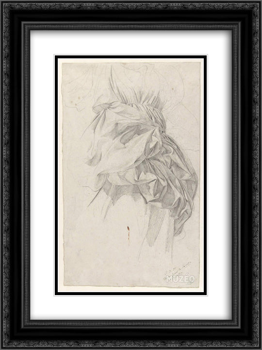 Study of drapery for sacrifice to the Fatherland 18x24 Black Ornate Wood Framed Art Print Poster with Double Matting by Merson, Luc Olivier