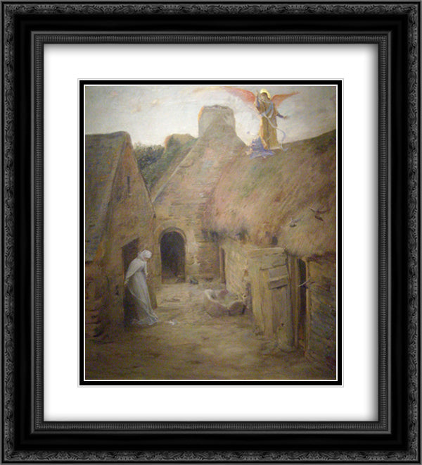 The Annunciation 20x22 Black Ornate Wood Framed Art Print Poster with Double Matting by Merson, Luc Olivier