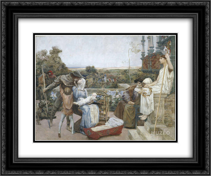 The Family 24x20 Black Ornate Wood Framed Art Print Poster with Double Matting by Merson, Luc Olivier