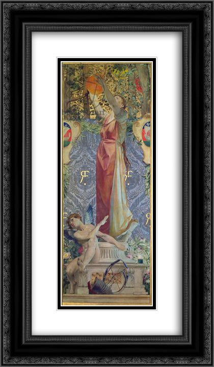The Lighting for the Celebrations 14x24 Black Ornate Wood Framed Art Print Poster with Double Matting by Merson, Luc Olivier