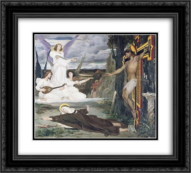 The Vision, Legend of the 14th Century 22x20 Black Ornate Wood Framed Art Print Poster with Double Matting by Merson, Luc Olivier