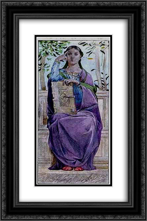 Woman in contemplation 16x24 Black Ornate Wood Framed Art Print Poster with Double Matting by Merson, Luc Olivier