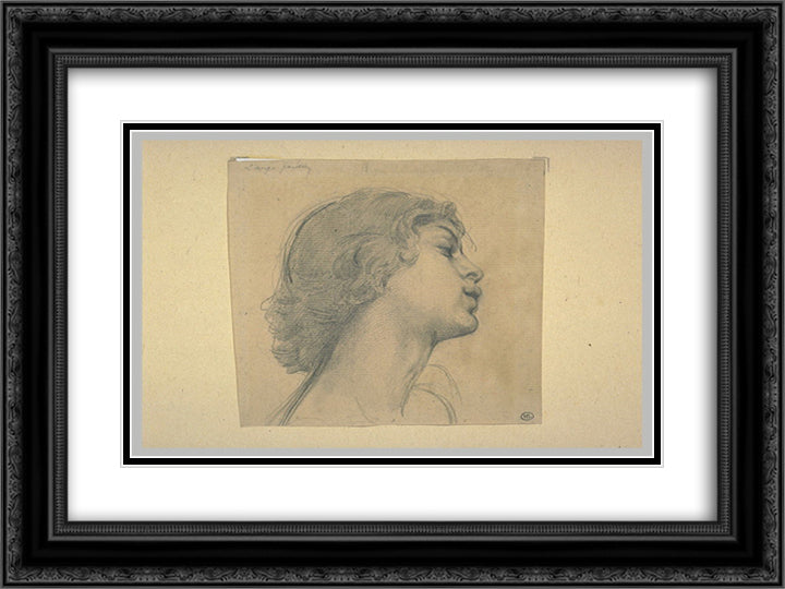 Young man head, in profile to the right 24x18 Black Ornate Wood Framed Art Print Poster with Double Matting by Merson, Luc Olivier