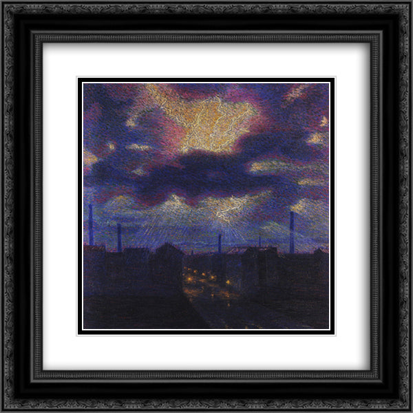 I lampi 20x20 Black Ornate Wood Framed Art Print Poster with Double Matting by Russolo, Luigi
