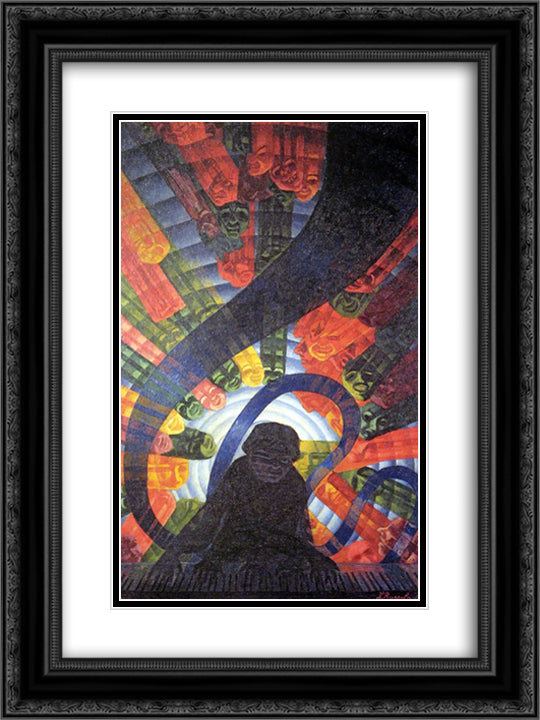 Music 18x24 Black Ornate Wood Framed Art Print Poster with Double Matting by Russolo, Luigi