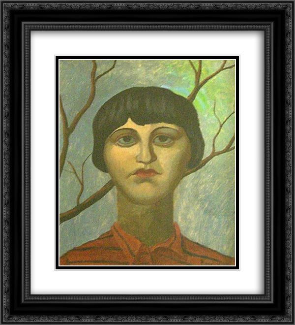 Ritratto di Lina Zaquini 20x22 Black Ornate Wood Framed Art Print Poster with Double Matting by Russolo, Luigi