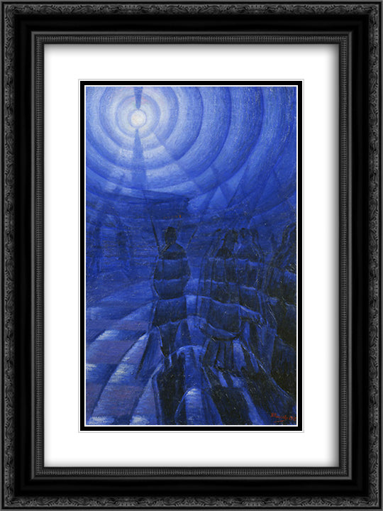 Solidity of Fog 18x24 Black Ornate Wood Framed Art Print Poster with Double Matting by Russolo, Luigi