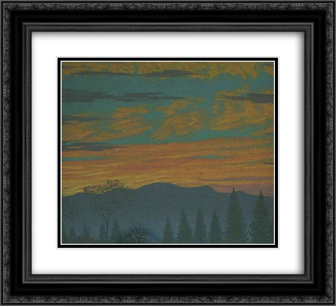 Tramonto 22x20 Black Ornate Wood Framed Art Print Poster with Double Matting by Russolo, Luigi