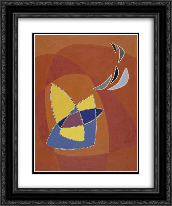 Composizione in rosso 20x24 Black Ornate Wood Framed Art Print Poster with Double Matting by Veronesi, Luigi