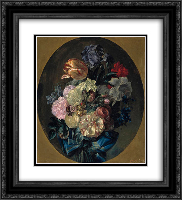Flowers 20x22 Black Ornate Wood Framed Art Print Poster with Double Matting by Paret y Alcazar, Luis