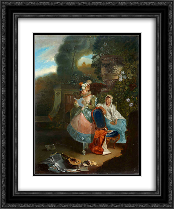 La carta 20x24 Black Ornate Wood Framed Art Print Poster with Double Matting by Paret y Alcazar, Luis