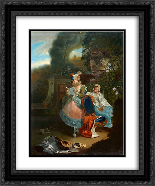 La carta 20x24 Black Ornate Wood Framed Art Print Poster with Double Matting by Paret y Alcazar, Luis