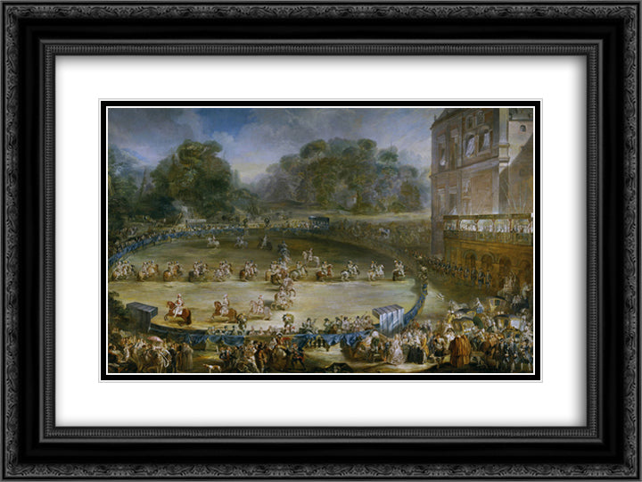 The royal pairs 24x18 Black Ornate Wood Framed Art Print Poster with Double Matting by Paret y Alcazar, Luis