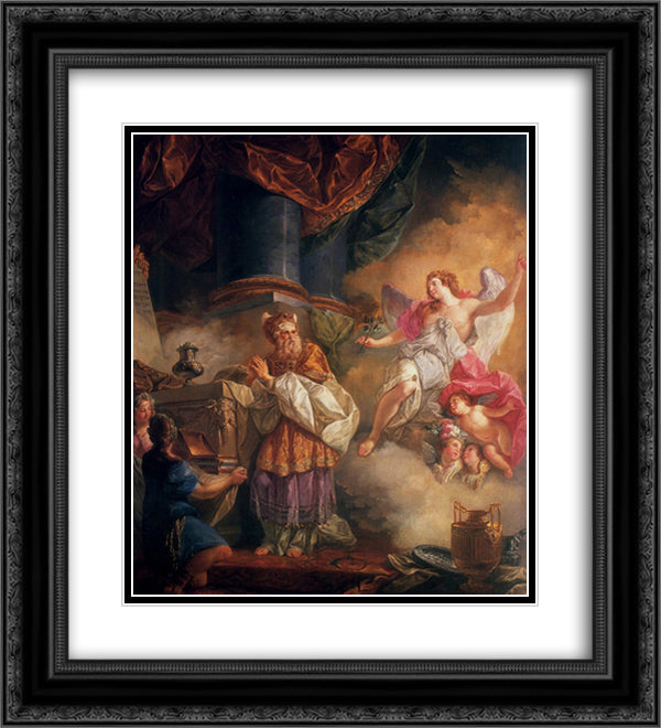 The Visit of the Angel to Zechariah 20x22 Black Ornate Wood Framed Art Print Poster with Double Matting by Paret y Alcazar, Luis