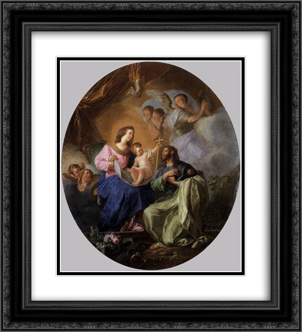 Virgin and Child with St James the Great 20x22 Black Ornate Wood Framed Art Print Poster with Double Matting by Paret y Alcazar, Luis