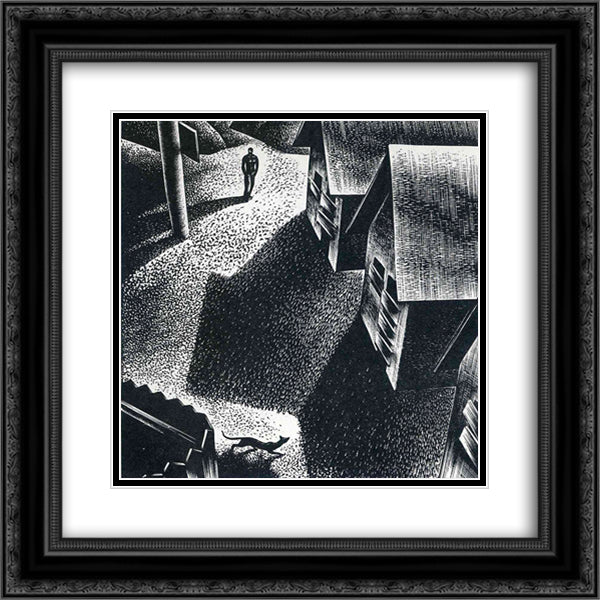Company Town 20x20 Black Ornate Wood Framed Art Print Poster with Double Matting by Ward, Lynd