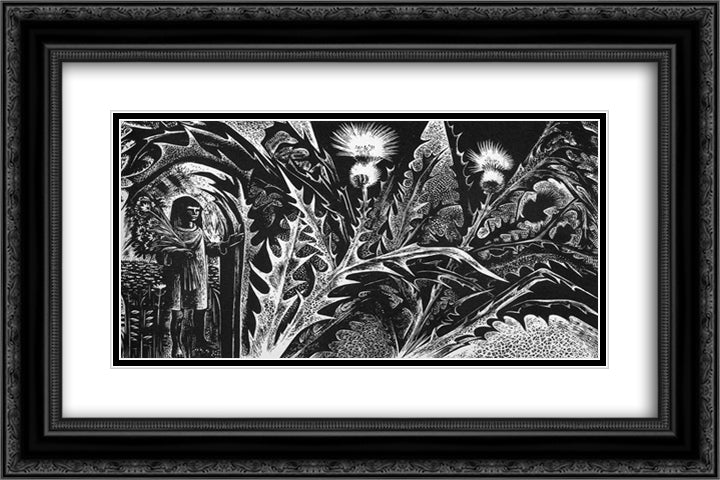 Flower Girl 24x16 Black Ornate Wood Framed Art Print Poster with Double Matting by Ward, Lynd