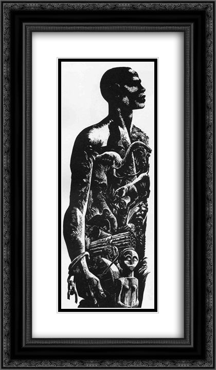 Giant 14x24 Black Ornate Wood Framed Art Print Poster with Double Matting by Ward, Lynd