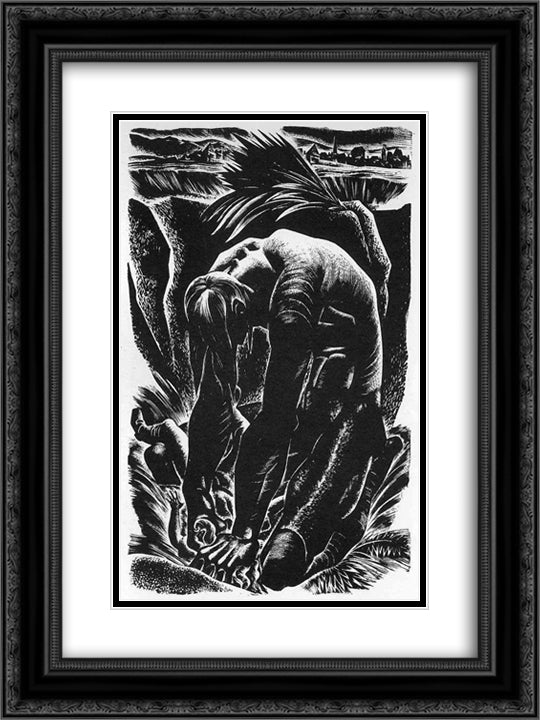 Mary Shelley. Frankenstein 18x24 Black Ornate Wood Framed Art Print Poster with Double Matting by Ward, Lynd