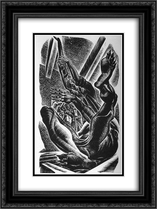 Mary Shelly. Frankenstein 18x24 Black Ornate Wood Framed Art Print Poster with Double Matting by Ward, Lynd
