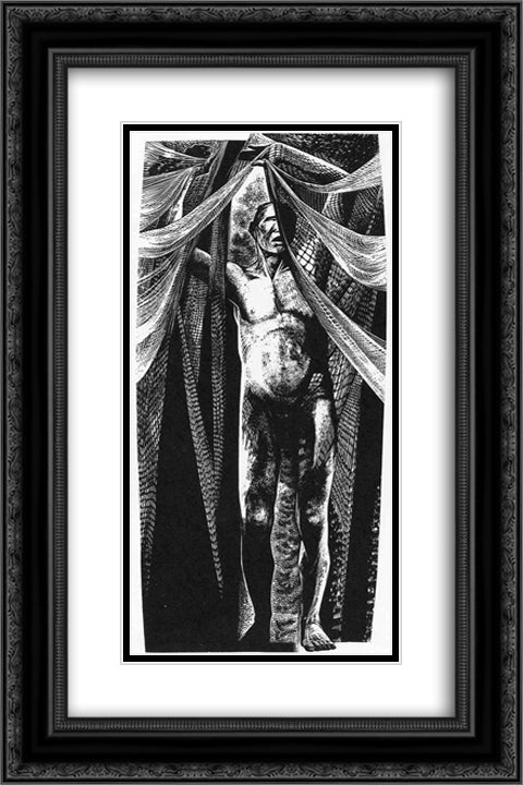 Net 16x24 Black Ornate Wood Framed Art Print Poster with Double Matting by Ward, Lynd