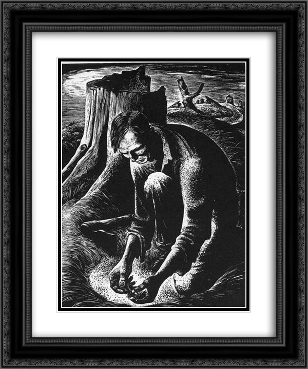 Seedling 20x24 Black Ornate Wood Framed Art Print Poster with Double Matting by Ward, Lynd