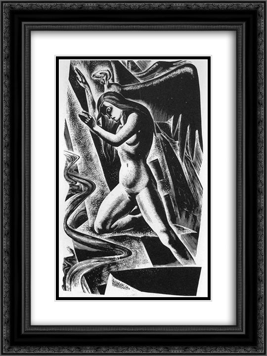 Vertigo 18x24 Black Ornate Wood Framed Art Print Poster with Double Matting by Ward, Lynd