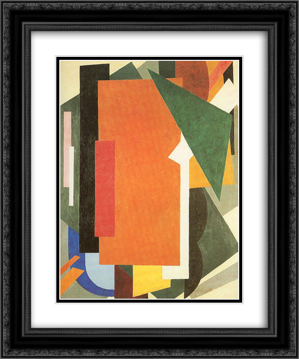 Architectonics in Painting 20x24 Black Ornate Wood Framed Art Print Poster with Double Matting by Popova, Lyubov