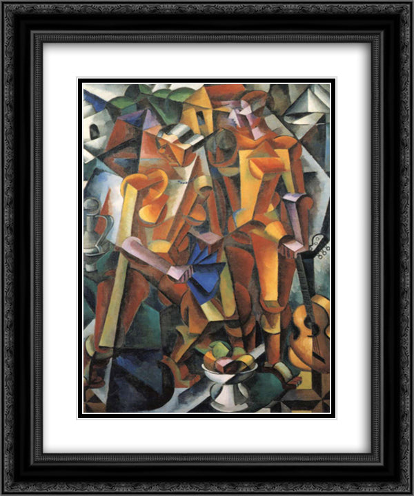 Composition with Figures 20x24 Black Ornate Wood Framed Art Print Poster with Double Matting by Popova, Lyubov