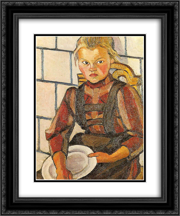 Portrait of the Artist's Sister 20x24 Black Ornate Wood Framed Art Print Poster with Double Matting by Popova, Lyubov