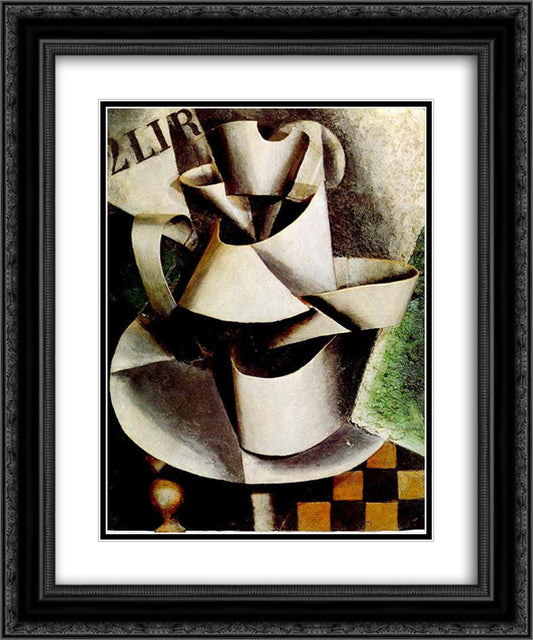 The Jug on the Table 20x24 Black Ornate Wood Framed Art Print Poster with Double Matting by Popova, Lyubov