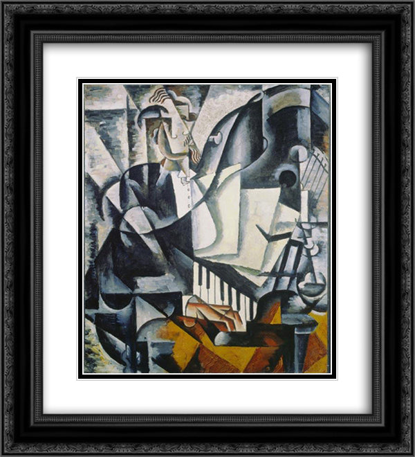 The Pianist 20x22 Black Ornate Wood Framed Art Print Poster with Double Matting by Popova, Lyubov