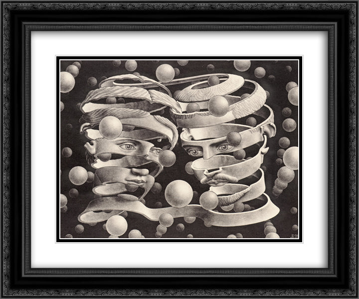 Bond of Union 24x20 Black Ornate Wood Framed Art Print Poster with Double Matting by Escher, M.C.