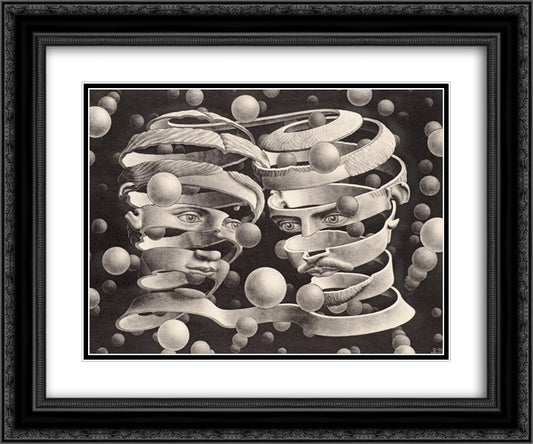 Bond of Union 24x20 Black Ornate Wood Framed Art Print Poster with Double Matting by Escher, M.C.