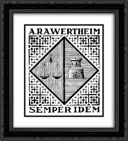 Bookplate A.R.A. Wertheim 20x22 Black Ornate Wood Framed Art Print Poster with Double Matting by Escher, M.C.