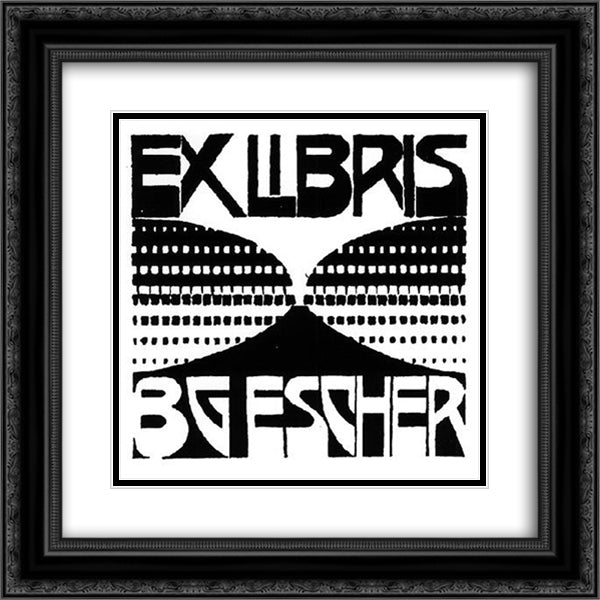 Bookplate B.G. Escher [Beer] 20x20 Black Ornate Wood Framed Art Print Poster with Double Matting by Escher, M.C.