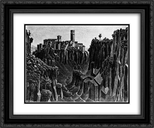 Cimino Barbarano 24x20 Black Ornate Wood Framed Art Print Poster with Double Matting by Escher, M.C.