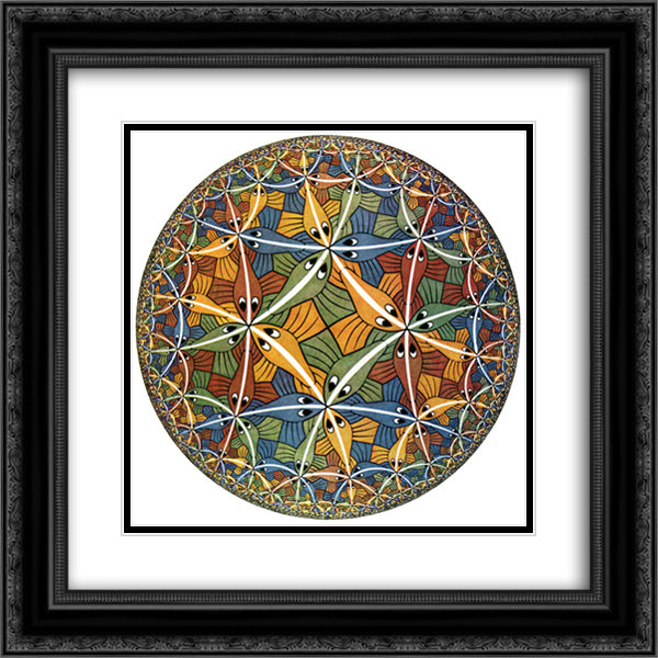 Circle Limit III 20x20 Black Ornate Wood Framed Art Print Poster with Double Matting by Escher, M.C.