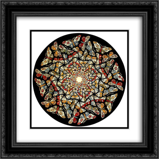 Circle Limit with Butterflies 20x20 Black Ornate Wood Framed Art Print Poster with Double Matting by Escher, M.C.