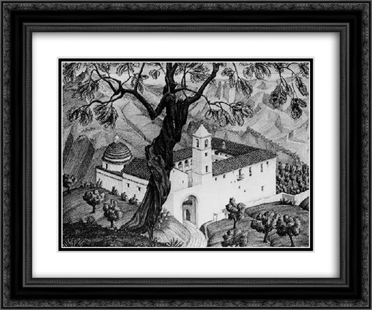 Cloister near Rocca Imperiale, Calabria 24x20 Black Ornate Wood Framed Art Print Poster with Double Matting by Escher, M.C.