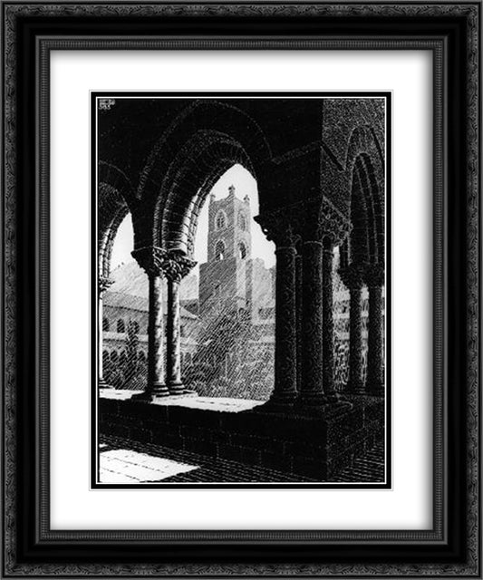 Cloister of Monreale, Sicily 20x24 Black Ornate Wood Framed Art Print Poster with Double Matting by Escher, M.C.