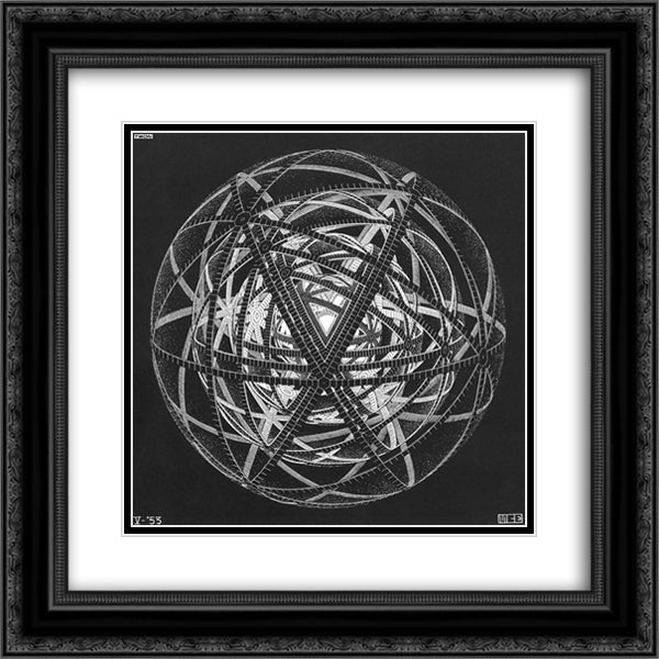 Concentric Rinds 20x20 Black Ornate Wood Framed Art Print Poster with Double Matting by Escher, M.C.