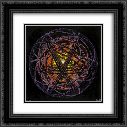 Concentric Rinds Colour 20x20 Black Ornate Wood Framed Art Print Poster with Double Matting by Escher, M.C.