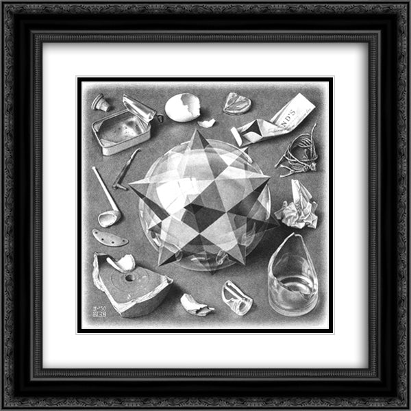 Contrast (Order and Chaos) 20x20 Black Ornate Wood Framed Art Print Poster with Double Matting by Escher, M.C.