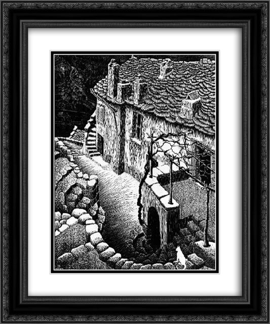 Corsica Corte 20x24 Black Ornate Wood Framed Art Print Poster with Double Matting by Escher, M.C.